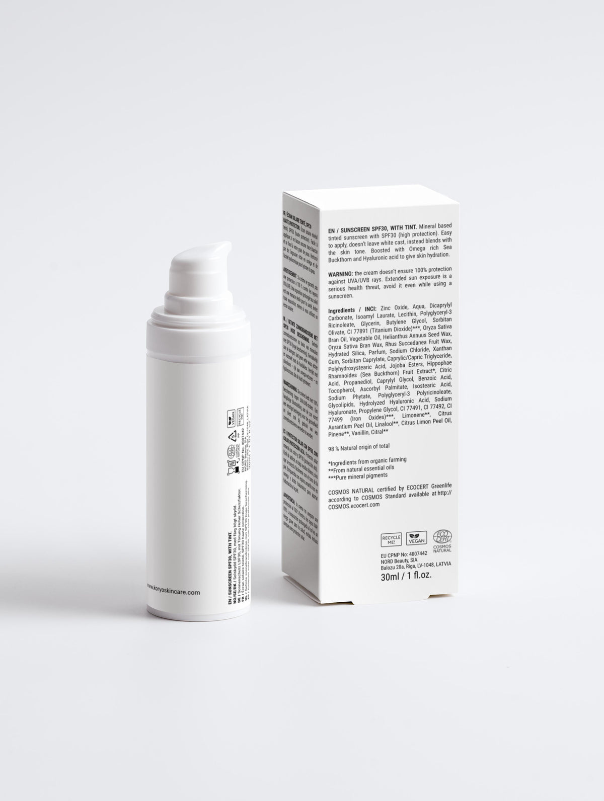 Sunscreen SPF30, with Tint 30ml